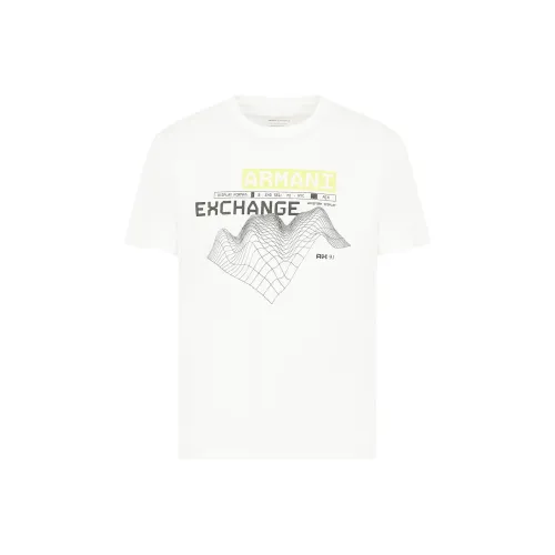 ARMANI EXCHANGE Letter Logo Принт Круглый вырез Короткий рукав Т-рубашка Т-рубашка Мужская Белая
