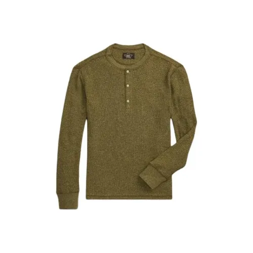 DOUBLE RL Henley рубашка из вафельной вязки трикотаж мужская зеленая