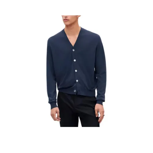 HERMES Морской синий Мужские свитеры