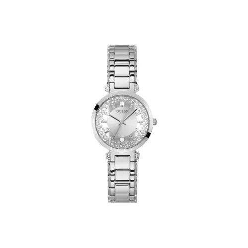 GUESS Женские часы Кварцевый механизм Ремешок из нержавеющей стали 33 мм Серебристый циферблат