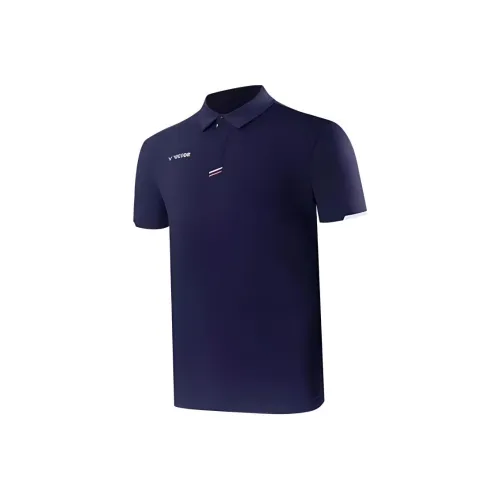 Victor Поло Унисекс Черный Синий Драгоценный камень