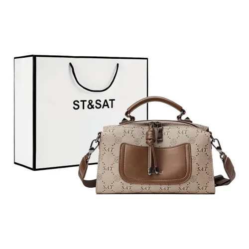 ST SAT ПВХ Бостон Сумка через плечо Сумка Большая Женская Кофейная
