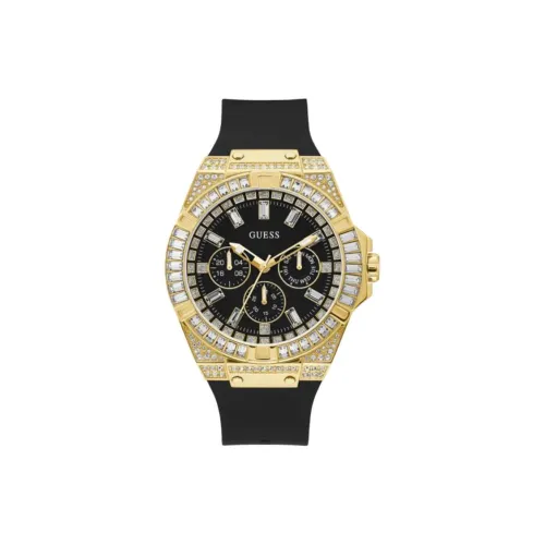 GUESS Мужские часы Кварцевый механизм Силиконовый ремешок 47 мм Черный циферблат