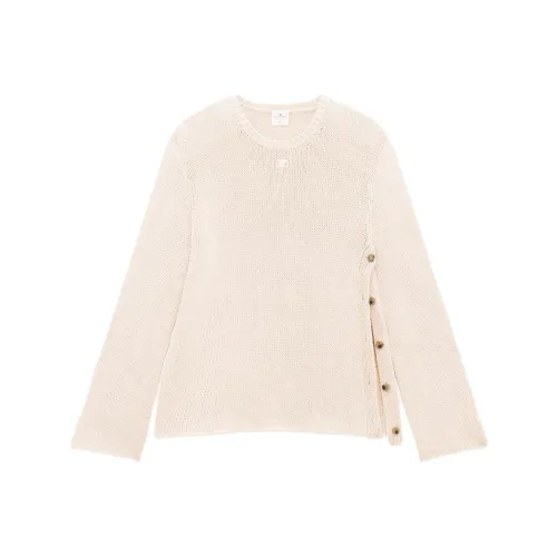 COURREGES Открыто Боковая сторона Linen Knit Sweater Men's Ecru