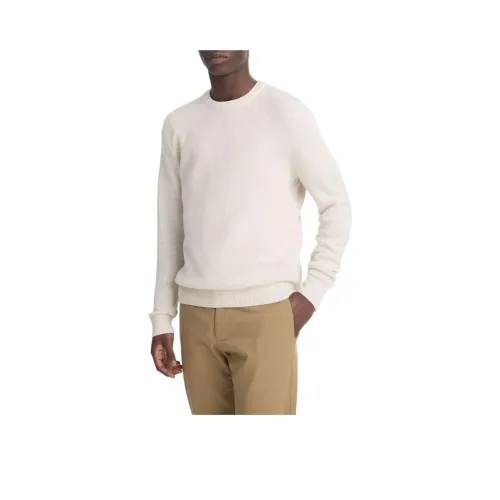 VINCE Мериносовая шерсть сетка круглый вырез свитер мужской экрю