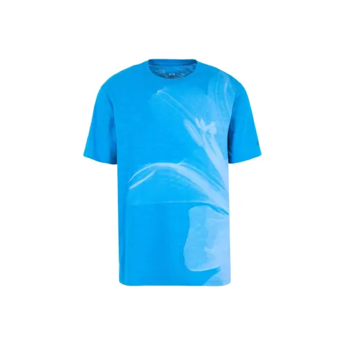 ARMANI EXCHANGE Буква Узор С принтом Круглый вырез Короткий рукав Рубашка Мужская Синяя