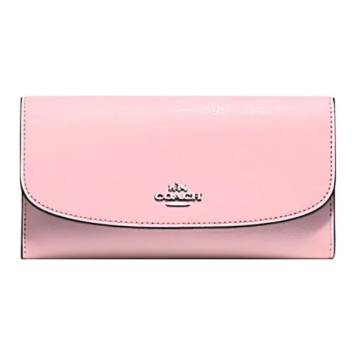 COACH Checkbook Wallet Кожаный кошелек для карт клатч кошелек женский розовый