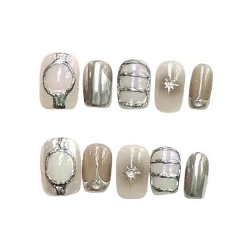 Gentle Welcome Handcrafted False Nail TikTok горячая девушка модный дизайн ногтей короткий квадрат черный розовый размытый металл