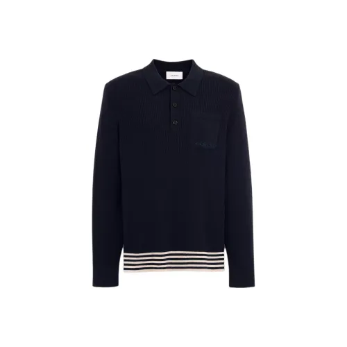 COACH Длинный рукав Вязаная Поло Мужская Морской синий