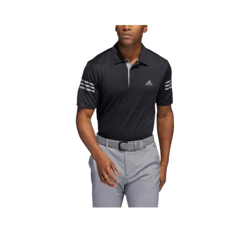 Adidas 3 Stripes Поло Мужское Черное Серое