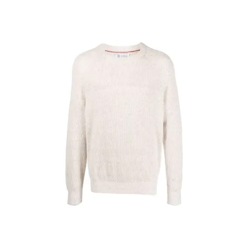 BRUNELLO CUCINELLI Экрю Мужские Свитера