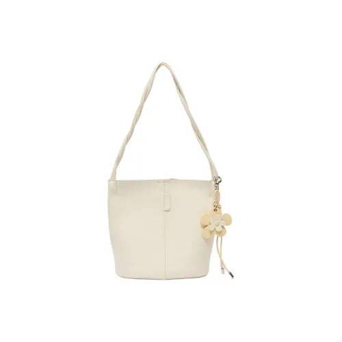 Three Blessings ПУ (полиуретан) Ведрообразная сумка Сумка через плечо Средняя Женская Айвори Белый