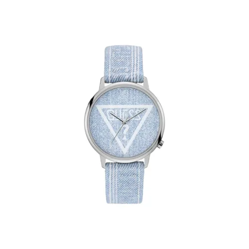 GUESS Наручные часы Кварцевый механизм Кожаный ремешок 42 мм Синий циферблат Женские часы