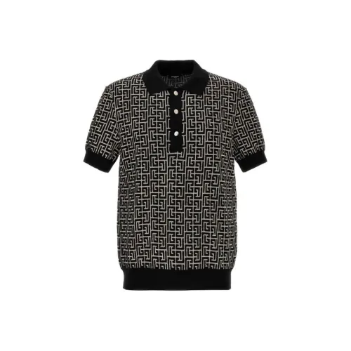 BALMAIN Черный/Белый Мужская Поло