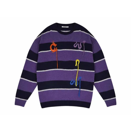 CANOTWAIT_ Фиолетовый/Темно-синий Унисекс Свитеры