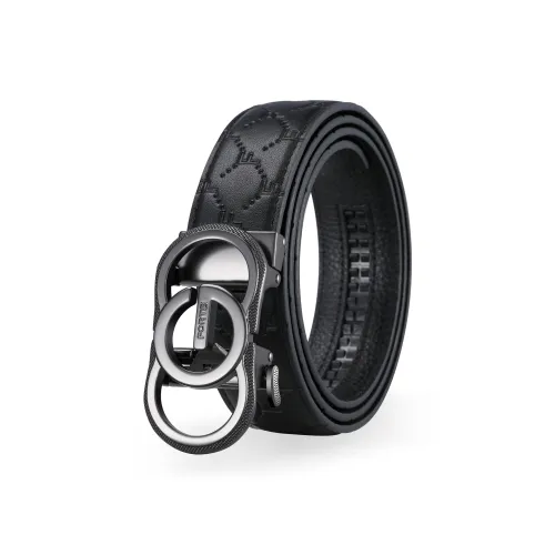 FORTEI Ремни из коровьей кожи Мужской Матовый Черный Ширина 3,5 см Набор в подарочной коробке