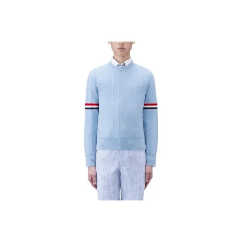 THOM BROWNE Светло-синие мужские свитеры