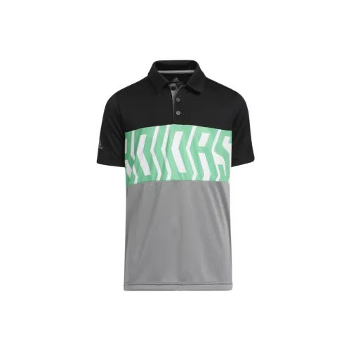 Adidas Поло Мужское Черное Полу-Ярко-Зеленое