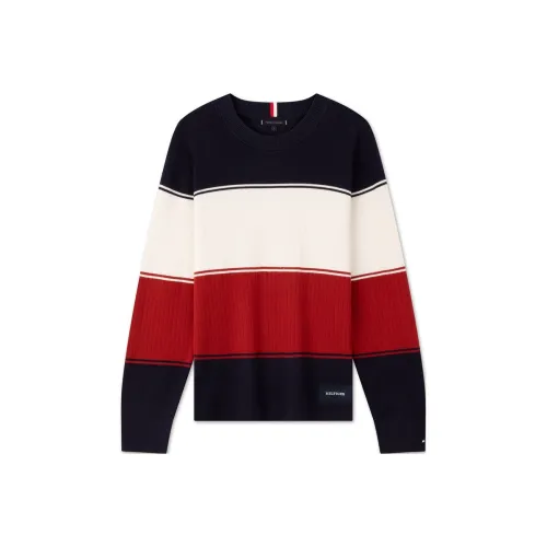 Tommy Hilfiger Черный Белый Красный Цветовой блок 0GY Мужской Трикотаж