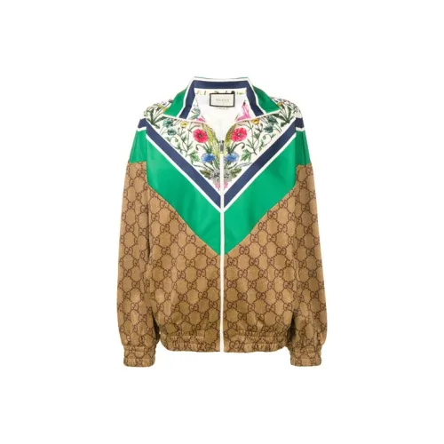 GUCCI Унисекс Куртки Зеленого-коричневого цвета