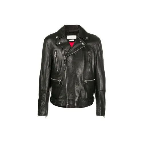 Alexander McQueen Кожаная куртка мужская черная