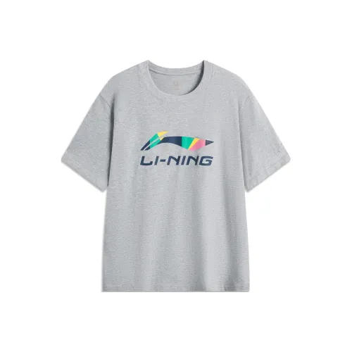 LINING Sports Life Collection Осенний T-рубашка Унисекс Фотиния Серый