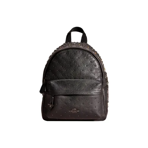 COACH Pebble Leather Backpack Mini Unisex Black COACH Pebble кожа рюкзак мини унисекс черный
