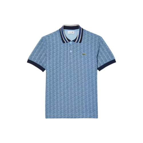 Мужская поло LACOSTE Collaboration светло-синего цвета