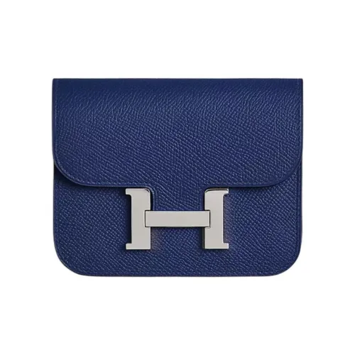 HERMES Constance Slim Epsom Телячья кожа Кошелек Женские 73 BLEU Saphir Сапфирово-синий
