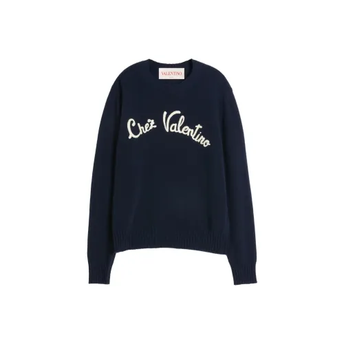 Valentino Шерсть Круглый вырез Свитер Мужской Морской синий