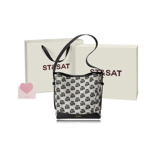 ST SAT Ткань Синтетическая кожа Сумка через плечо Сумка на плечо Сумка Сумка-ведро Стандартная Женская Черная