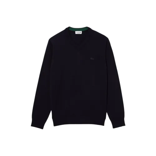 LACOSTE V-Neck Merino Wool Sweater Men's Navy Blue LACOSTE V-Neck Мериносовая шерсть Свитер Мужской Морской синий