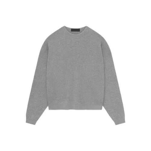 Fear Of God Essentials FW24 Essentials Waffle Crewneck Свитер Толстовка Мужской Овсяный Серый DARKHEATHER