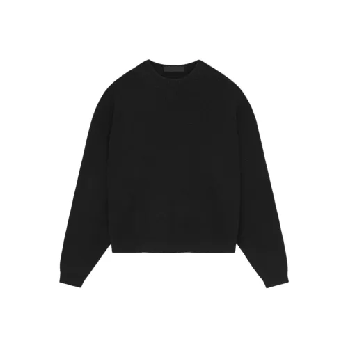 Fear Of God Essentials FW24 Essentials Waffle Crewneck Свитер Толстовка Мужской Обсидиановый черный Черный