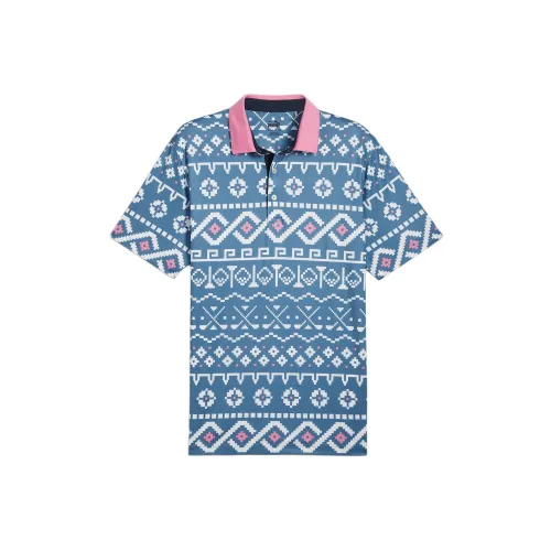 PUMA Fair Isle с принтом GOLF Мужская поло синего цвета