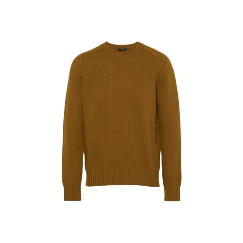 PRADA Шерсть и Кашемир Круглый вырез Свитер Мужской Хаки