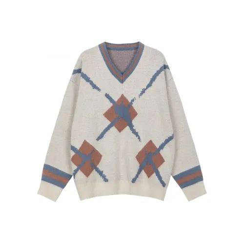 Bosieagender Свитер Унисекс Серый Бежевый