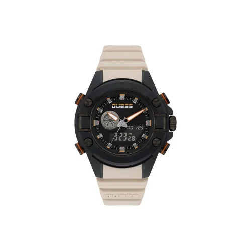 GUESS Мужские часы Кварцевый механизм Силиконовый ремешок 47 мм Черный циферблат