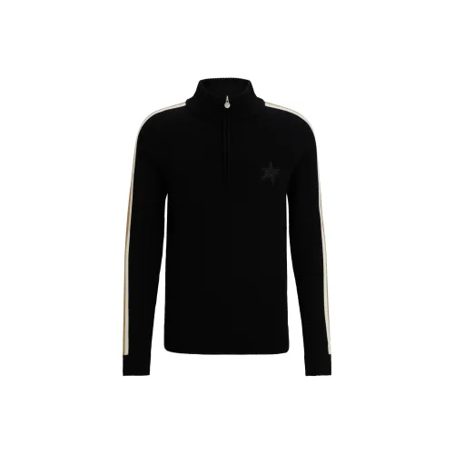 Hugo Boss x Perfect Moment Коллаборация FW23 Зип Шея Свитер В Новый Шерстяной Свитер Мужской Черный