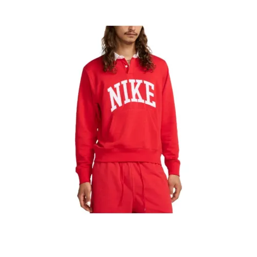 Nike Long Sleeve Fleece Polo Men's Red Найк Лонг Слейв Флис Поло Мужской Красный