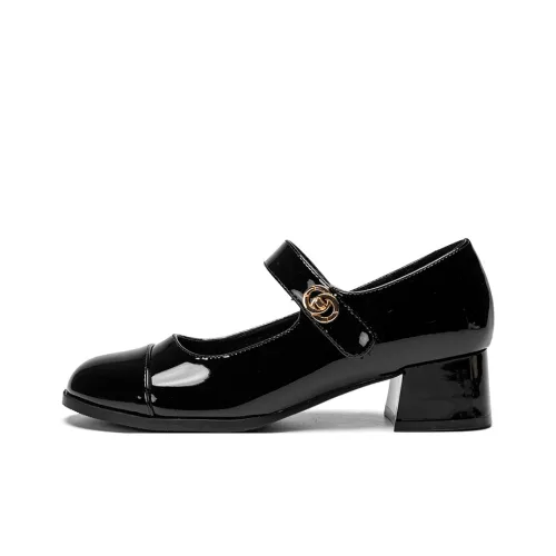 EXULL Q Квадратный каблук Туфли Мэри Джейн 4CM Женские