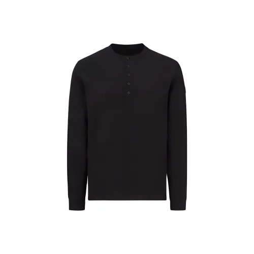 Moncler Хлопок Кнопка Длинный Рукав Рубашка Рубашка Мужская Черная