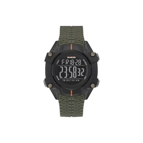 GUESS Мужские часы Кварцевый механизм Силиконовый ремешок 47 мм Черный циферблат