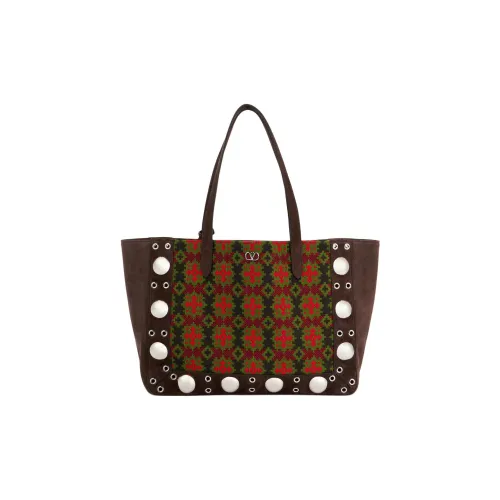 Valentino Замша Тоут Сумка Сумка для покупок Сумка на плечо Большая Женская Коричневая и Многоцветная