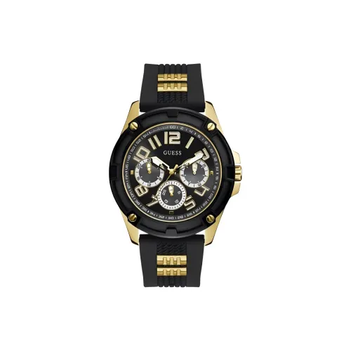 GUESS Мужские часы Кварцевый механизм Силиконовый ремешок 47,1 мм Черный циферблат