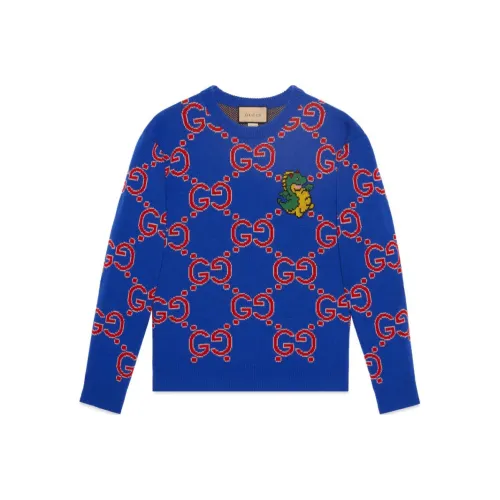 GUCCI Chinese New Year SS24 Свитер Мужской Синий