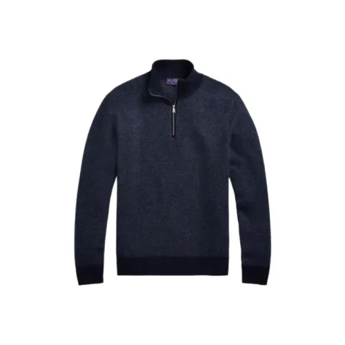 Ralph Lauren Purple Label Кашемир Birdseye Quarter Zip Свитер Мужской Морской Синий