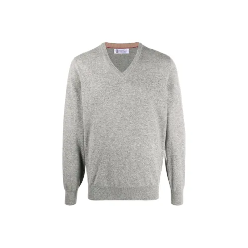 BRUNELLO CUCINELLI Серый Мужской Свитера