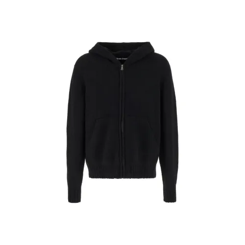 PALM ANGELS Изогнутый логотип ZIP UP KNIT худи трикотаж мужской черный