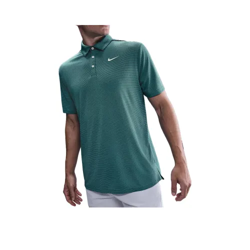 nike Dri Fit SS25 Текстурированный GOLF Поло Мужской Минеральный синий Зеленый Светлая слоновая кость